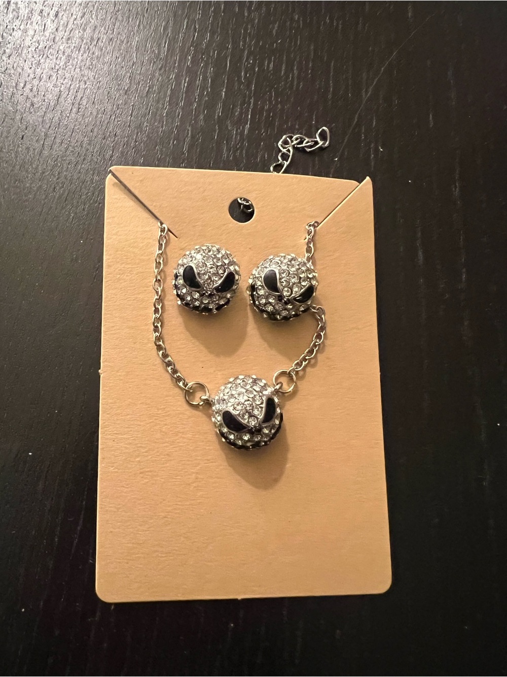 Crystal Accent Silver-Tone Necklace & Earring Set - Black and Silver